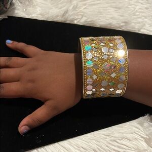 Elegant Gold and Silver Mosaic Bracelet